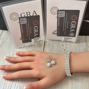 NWT 6.5 MM Halo Moissanite Round brilliant over 2CT earrings